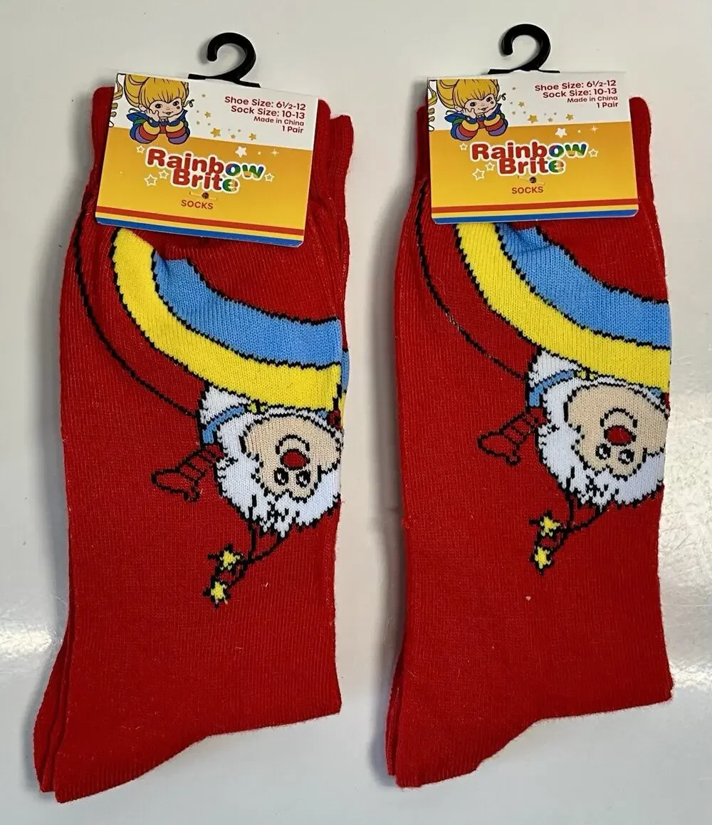 Rainbow Brite Sprite 2 pair Socks Womens Shoe Size 6.5-12 Sock Size 10-13 NWT